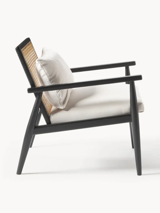 Sillones Pequeños|Sillones>Westwing Collection Sillón de madera de abedul maciza Manuell Tejido fino blanco Off White, negro