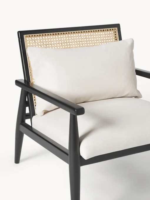 Sillones Pequeños|Sillones>Westwing Collection Sillón de madera de abedul maciza Manuell Tejido fino blanco Off White, negro