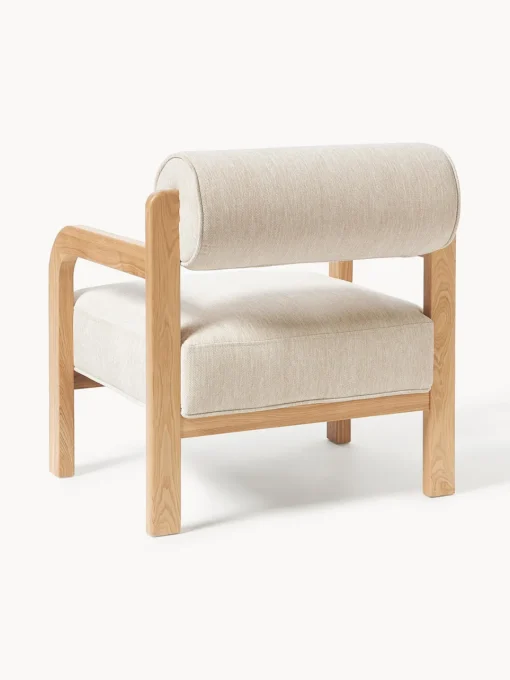 Sillones Pequeños|Sillones>Westwing Collection Sillón de madera de fresno Raymond Tejido beige, madera de fresno lacada