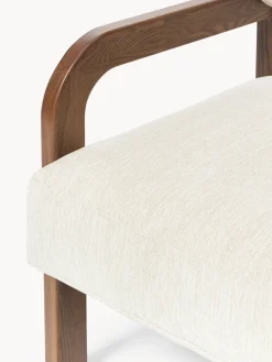 Sillones Pequeños|Sillones></noscript>Westwing Collection Sillón de madera de fresno Raymond Chenilla beige, madera de fresno lacada en marrón oscuro