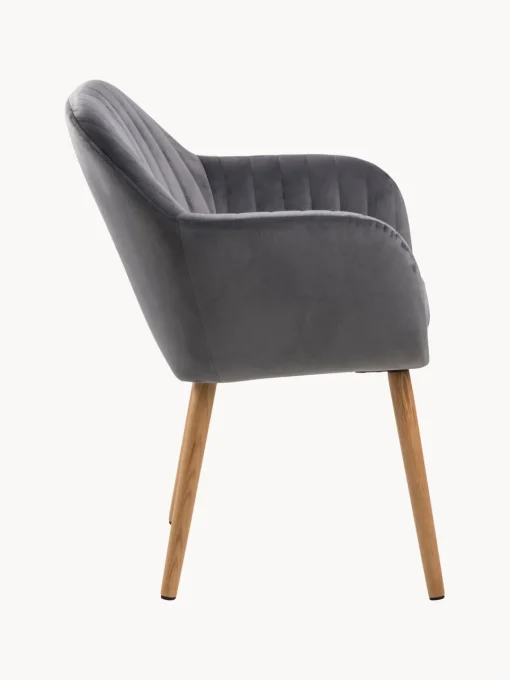 Sillón de terciopelo con patas de madera Emilia Sillas Con Reposabrazos|Sillas