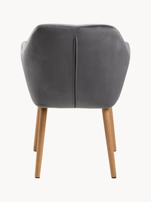 Sillón de terciopelo con patas de madera Emilia Sillas Con Reposabrazos|Sillas