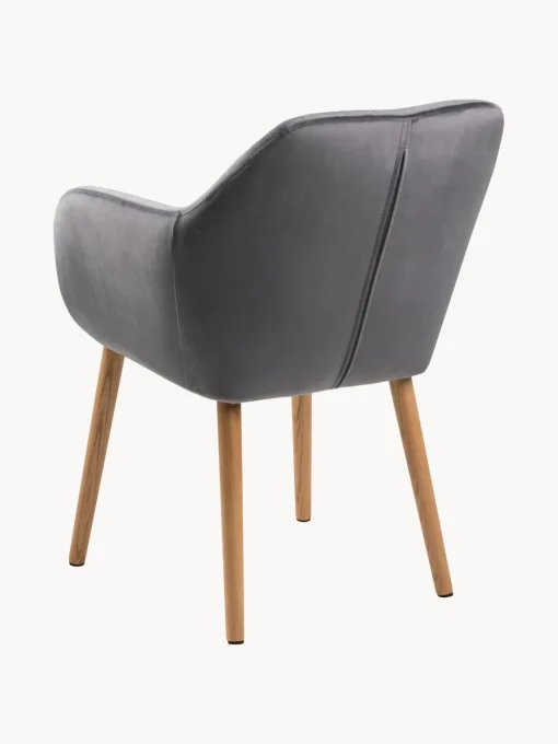 Sillón de terciopelo con patas de madera Emilia Sillas Con Reposabrazos|Sillas