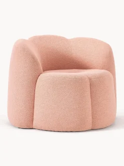 Sillones Pequeños|Sillones>Westwing Collection Sillón en tejido bouclé Fleur Bouclé rosa claro