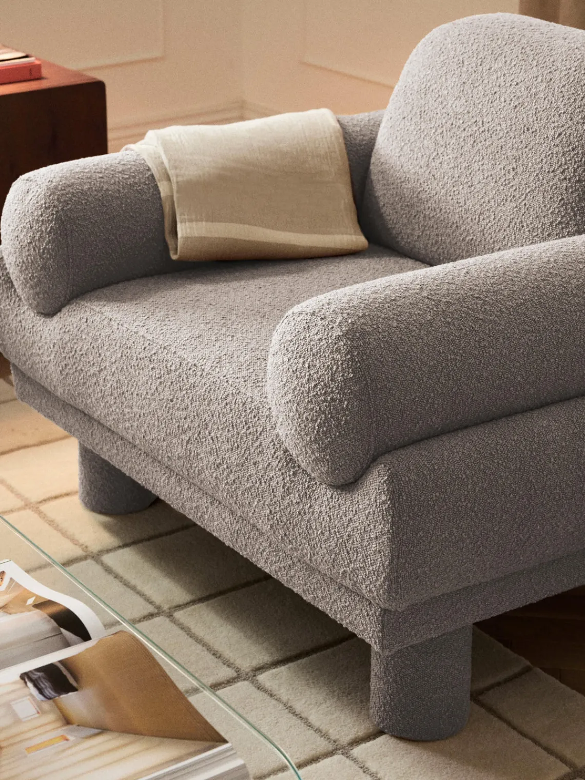 Online Sillón en tejido bouclé Lilo Butacas|Sillones