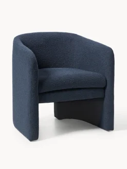 Sillones Pequeños|Sillones>Westwing Collection Sillón en tejido bouclé Mairo Bouclé gris azulado