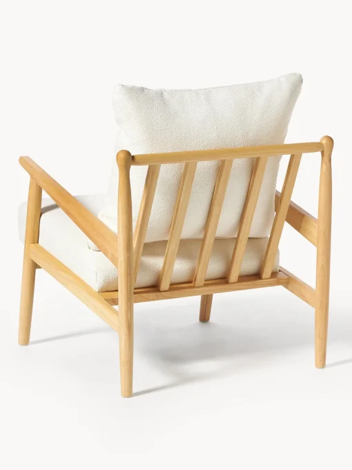 Sillones Pequeños|Sillones>Westwing Collection Sillón en tejido bouclé Mikkel Bouclé blanco Off White, madera de caucho pintado
