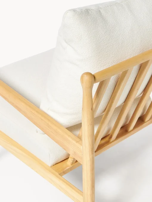 Sillones Pequeños|Sillones>Westwing Collection Sillón en tejido bouclé Mikkel Bouclé blanco Off White, madera de caucho pintado