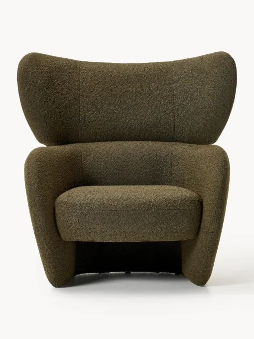 Sillones Pequeños|Sillones>Westwing Collection Sillón en tejido bouclé Teyvat Bouclé verde oscuro