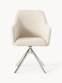 Sillas Con Reposabrazos|Sillas></noscript>Westwing Collection Sillón giratorio con reposabrazos Isla Tejido blanco Off White, plateado brillante
