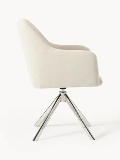 Sillas Con Reposabrazos|Sillas></noscript>Westwing Collection Sillón giratorio con reposabrazos Isla Tejido blanco Off White, plateado brillante