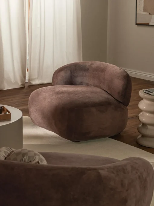 Butacas|Sillones>Westwing Collection Sillón lounge Alba Tejido aterciopelado marrón oscuro