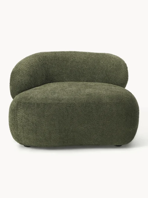 Butacas|Sillones>Westwing Collection Sillón lounge de borreguillo bouclé Alba Borreguillo bouclé verde oscuro