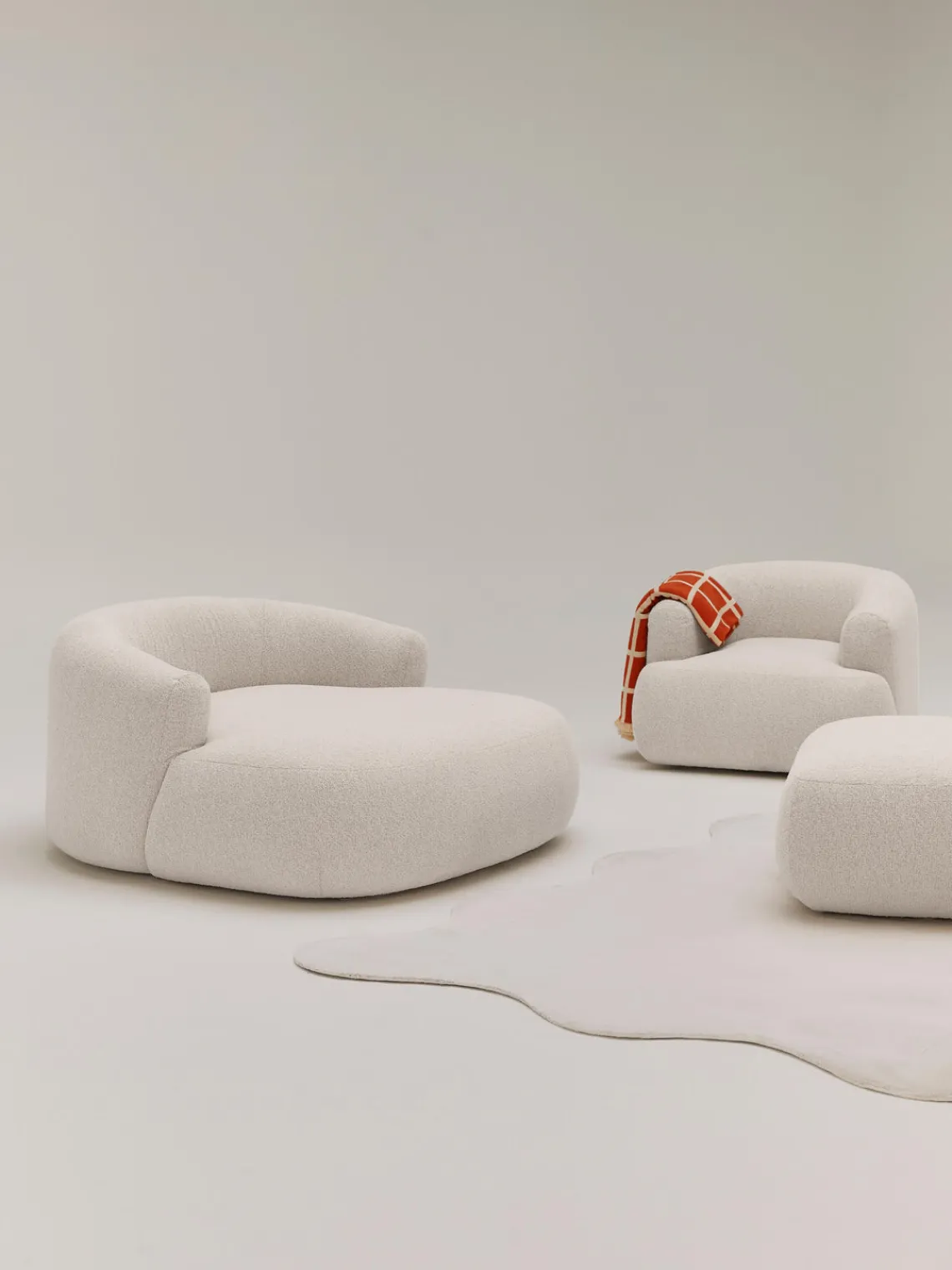 Butacas|Sillones>Westwing Collection Sillón lounge grande en tejido bouclé Sofia Bouclé blanco Off White