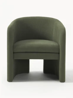 Sillones Pequeños|Sillones></noscript>Westwing Collection Sillón Mairo Mezcla de lino verde oscuro