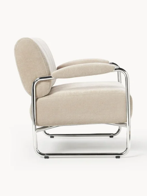 Sillones Pequeños|Sillones>Westwing Collection Sillón Marcel Chenilla beige claro, plateado
