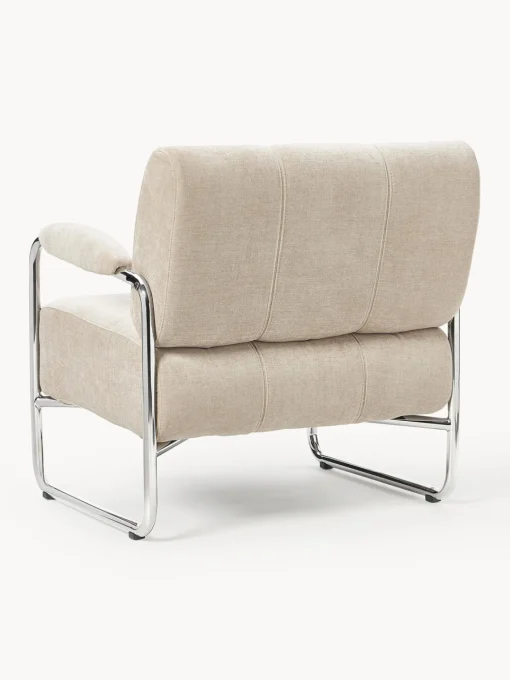 Sillones Pequeños|Sillones>Westwing Collection Sillón Marcel Chenilla beige claro, plateado