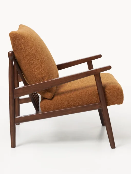Sillones Pequeños|Sillones>Westwing Collection Sillón Mikkel Tejido marrón claro, madera de caucho lacada