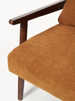 Sillones Pequeños|Sillones></noscript>Westwing Collection Sillón Mikkel Tejido marrón claro, madera de caucho lacada
