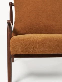 Sillones Pequeños|Sillones></noscript>Westwing Collection Sillón Mikkel Tejido marrón claro, madera de caucho lacada