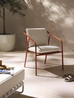 Sillas De Jardín|Sillas Con Reposabrazos></noscript>Westwing Collection Sillón para exterior Caio Blanco Off White, terracota