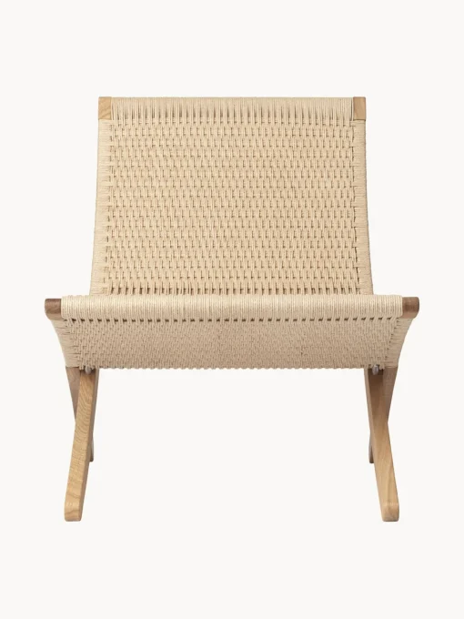 Sillones Pequeños|Sillones>Carl Hansen & Søn Sillón plegable con asiento y respaldo tejidos a mano MG501 Cuba Madera de roble barnizada, beige claro