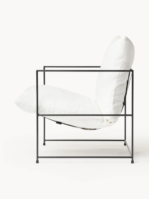 Sillones Pequeños|Sillones>Westwing Collection Sillón tapizado Wayne Mezcla de lino blanco Off White