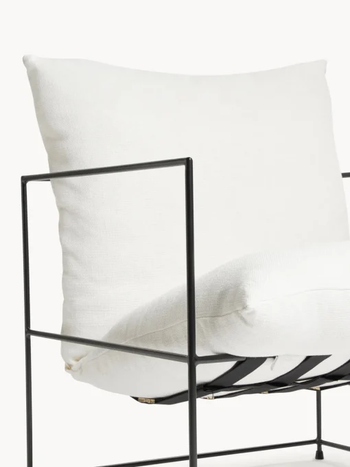 Sillones Pequeños|Sillones>Westwing Collection Sillón tapizado Wayne Mezcla de lino blanco Off White