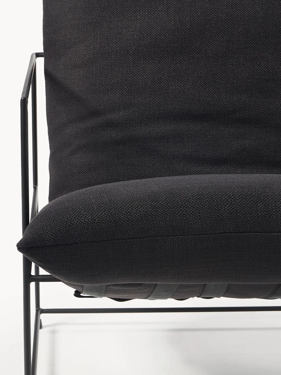Sillones Pequeños|Sillones>Westwing Collection Sillón tapizado Wayne Mezcla de lino negro