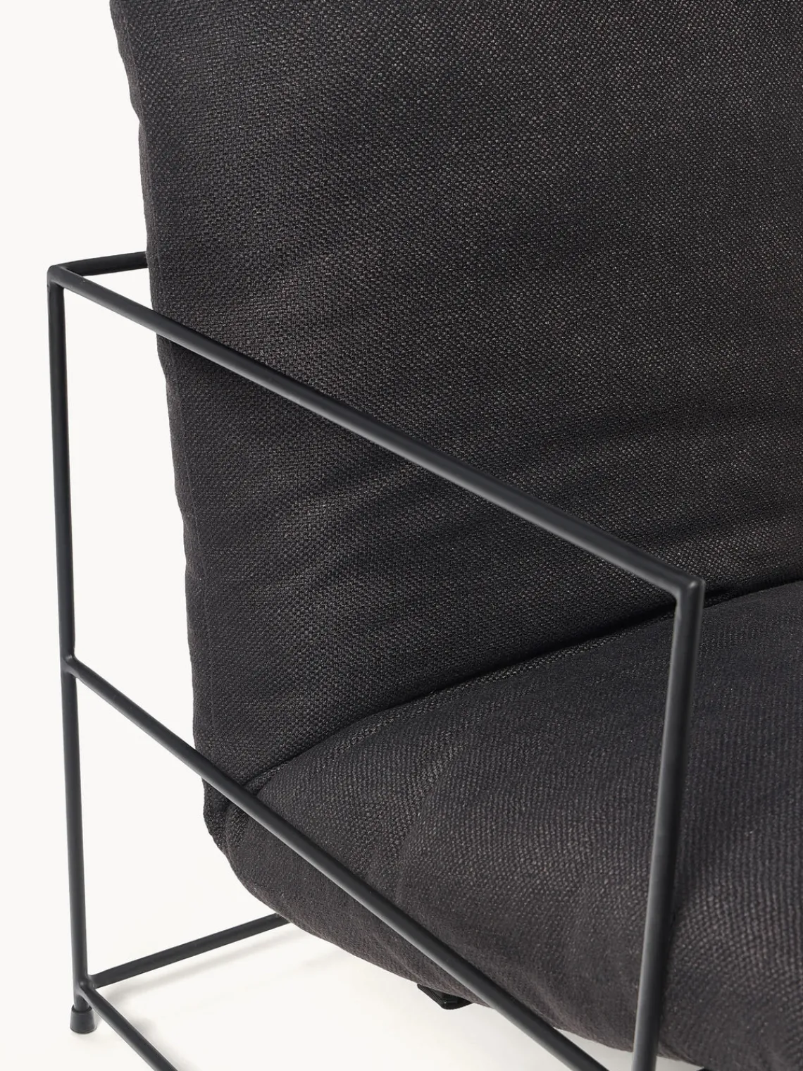 Sillones Pequeños|Sillones>Westwing Collection Sillón tapizado Wayne Mezcla de lino negro