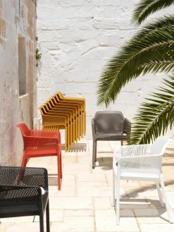 Sillas De Jardín|Sillas De Jardí­N>Nardi Sillones de jardín apilables con reposabrazos Net, 2 uds. Rojo