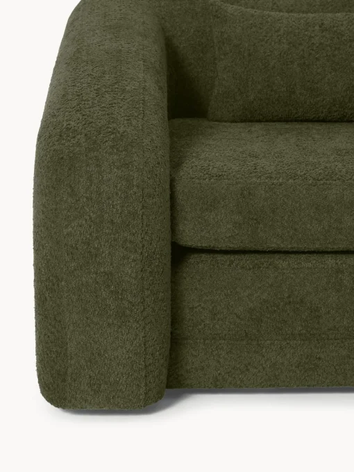 Sofás Cama|Sofás>Westwing Collection Sofá cama de borreguillo bouclé Eliot (2 plazas) Borreguillo bouclé verde oscuro