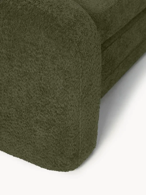 Sofás Cama|Sofás>Westwing Collection Sofá cama de borreguillo bouclé Eliot (2 plazas) Borreguillo bouclé verde oscuro