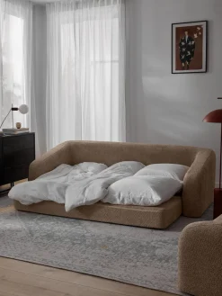 Sofás Cama|Sofás>Westwing Collection Sofá cama de borreguillo bouclé Eliot (3 plazas) Borreguillo bouclé beige