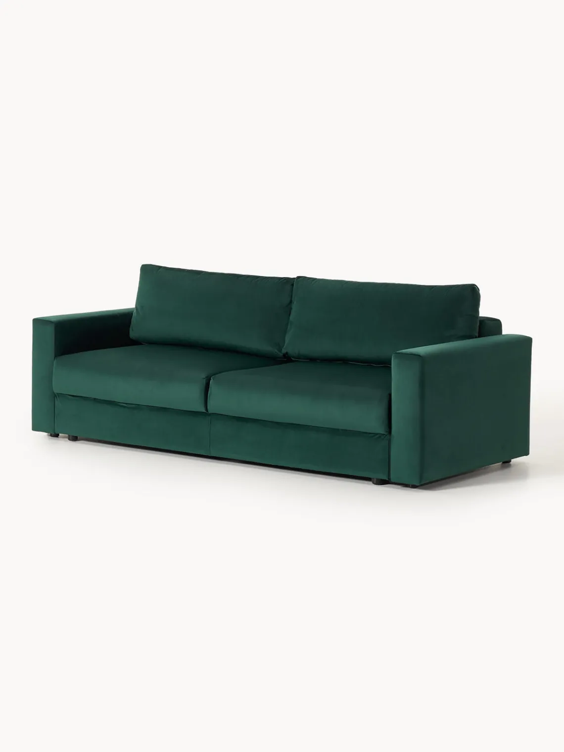 Sofás Cama|Sofás>Westwing Collection Sofá cama de terciopelo Tasha (3 plazas), con espacio de almacenamiento Terciopelo verde oscuro
