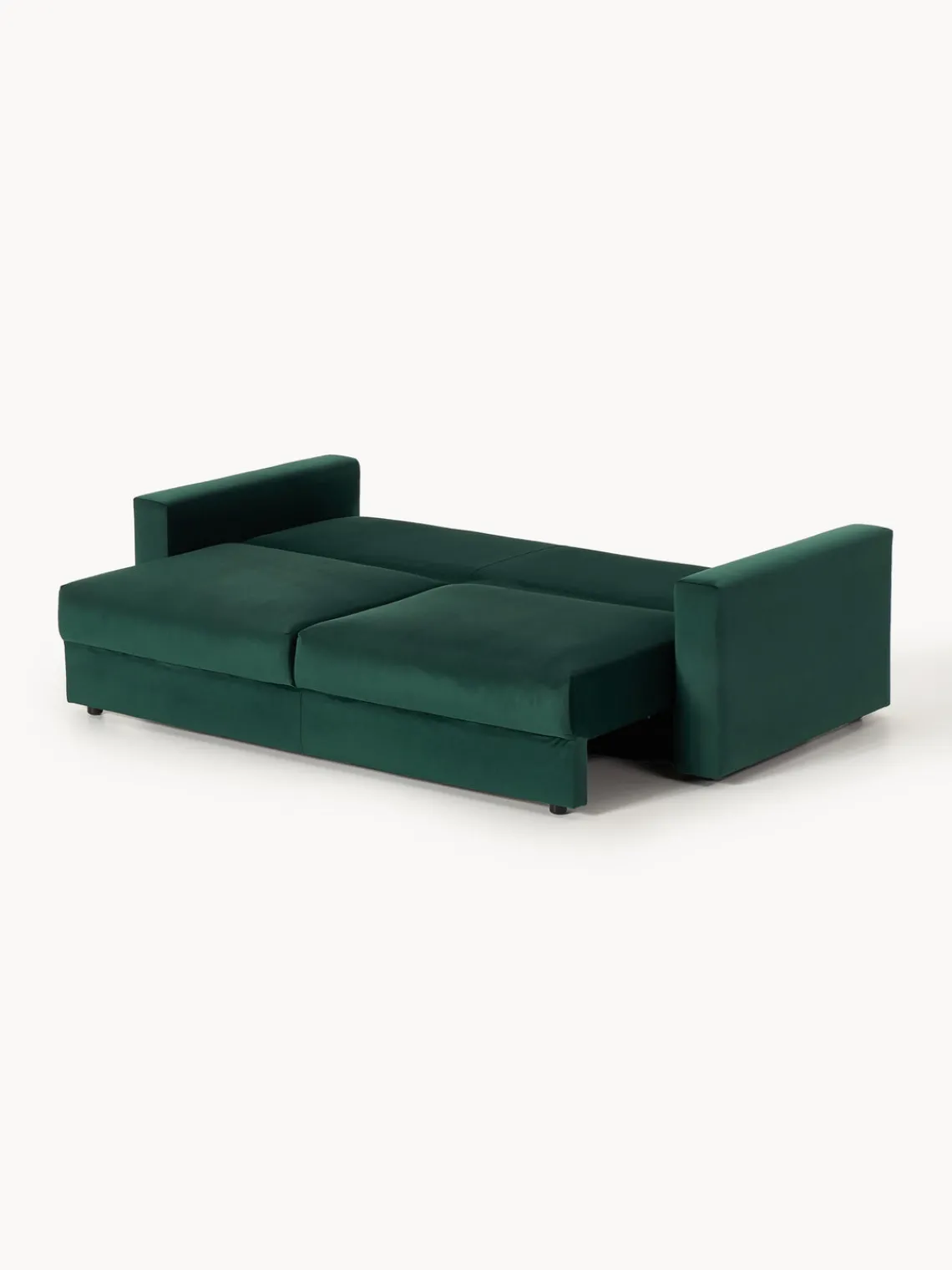 Sofás Cama|Sofás>Westwing Collection Sofá cama de terciopelo Tasha (3 plazas), con espacio de almacenamiento Terciopelo verde oscuro