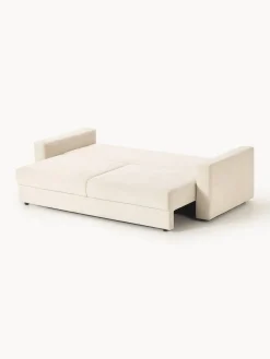 Sofás Cama|Sofás></noscript>Westwing Collection Sofá cama de terciopelo Tasha (3 plazas), con espacio de almacenamiento Tejido beige