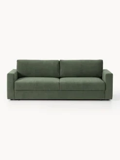Sofás Cama|Sofás>Westwing Collection Sofá cama de terciopelo Tasha (3 plazas), con espacio de almacenamiento Tejido verde oscuro, aterciopelado