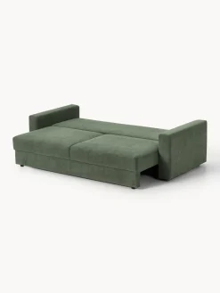 Sofás Cama|Sofás></noscript>Westwing Collection Sofá cama de terciopelo Tasha (3 plazas), con espacio de almacenamiento Tejido verde oscuro, aterciopelado