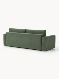 Sofás Cama|Sofás></noscript>Westwing Collection Sofá cama de terciopelo Tasha (3 plazas), con espacio de almacenamiento Tejido verde oscuro, aterciopelado
