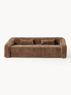 Sofás Cama|Sofás>Westwing Collection Sofá cama Eliot (3 plazas) Tejido marrón aterciopelado
