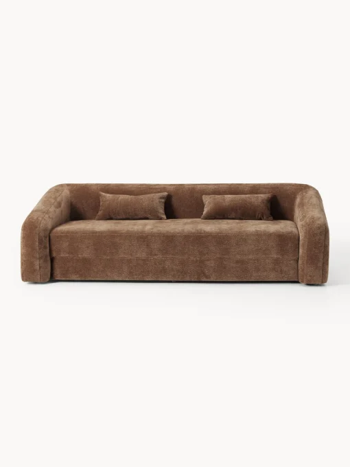 Sofás Cama|Sofás>Westwing Collection Sofá cama Eliot (3 plazas) Tejido marrón aterciopelado