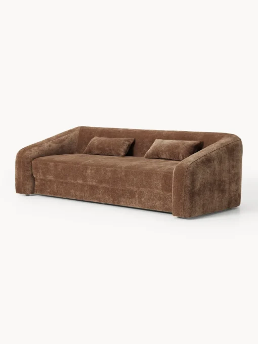 Sofás Cama|Sofás>Westwing Collection Sofá cama Eliot (3 plazas) Tejido marrón aterciopelado