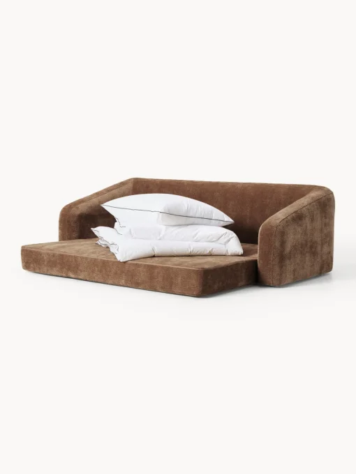 Sofás Cama|Sofás>Westwing Collection Sofá cama Eliot (3 plazas) Tejido marrón aterciopelado