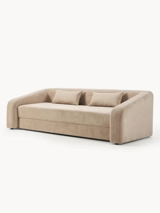 Sofás Cama|Sofás>Westwing Collection Sofá cama Eliot (3 plazas) Tejido aterciopelado beige