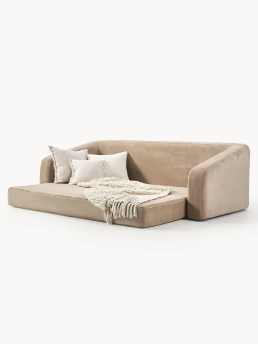 Sofás Cama|Sofás>Westwing Collection Sofá cama Eliot (3 plazas) Tejido aterciopelado beige