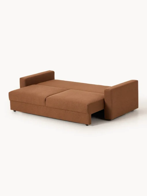 Sofás Cama|Sofás>Westwing Collection Sofá cama en tejido bouclé Tasha (3 plazas), con espacio de almacenamiento Bouclé marrón