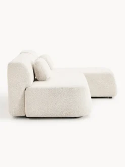 Sofás Cama|Sofás></noscript>Westwing Collection Sofá cama rinconera de borreguillo con espacio de almacenamiento Pao Borreguillo bouclé blanco Off White