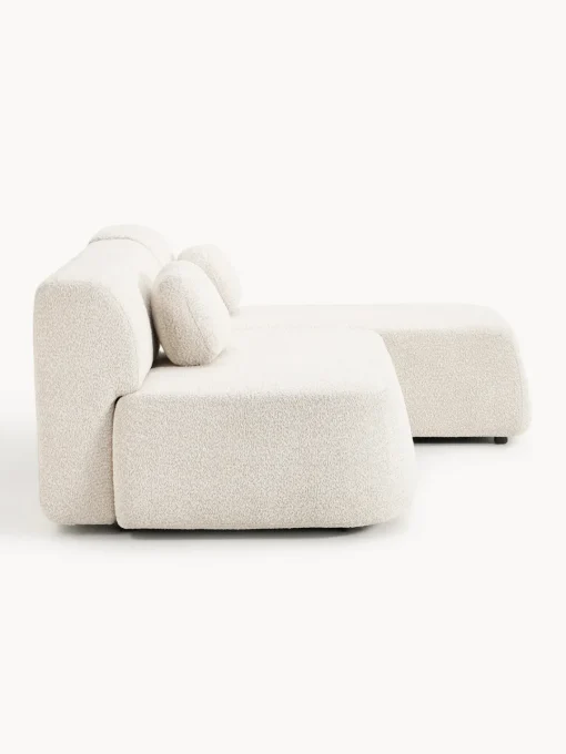 Sofás Cama|Sofás>Westwing Collection Sofá cama rinconera de borreguillo con espacio de almacenamiento Pao Borreguillo bouclé blanco Off White