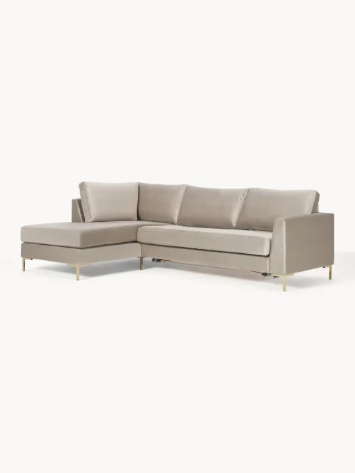 Outlet Sofá cama rinconera de terciopelo con colchón Luna (3 plazas) Sofás Cama|Sofás